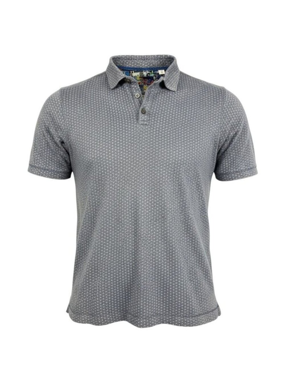 Robert Graham Mens Gray Polka Dot Short Sleeve Polo Shirt L